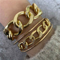 3 Double-layer Bracelets Thick Chain Bracelet Set