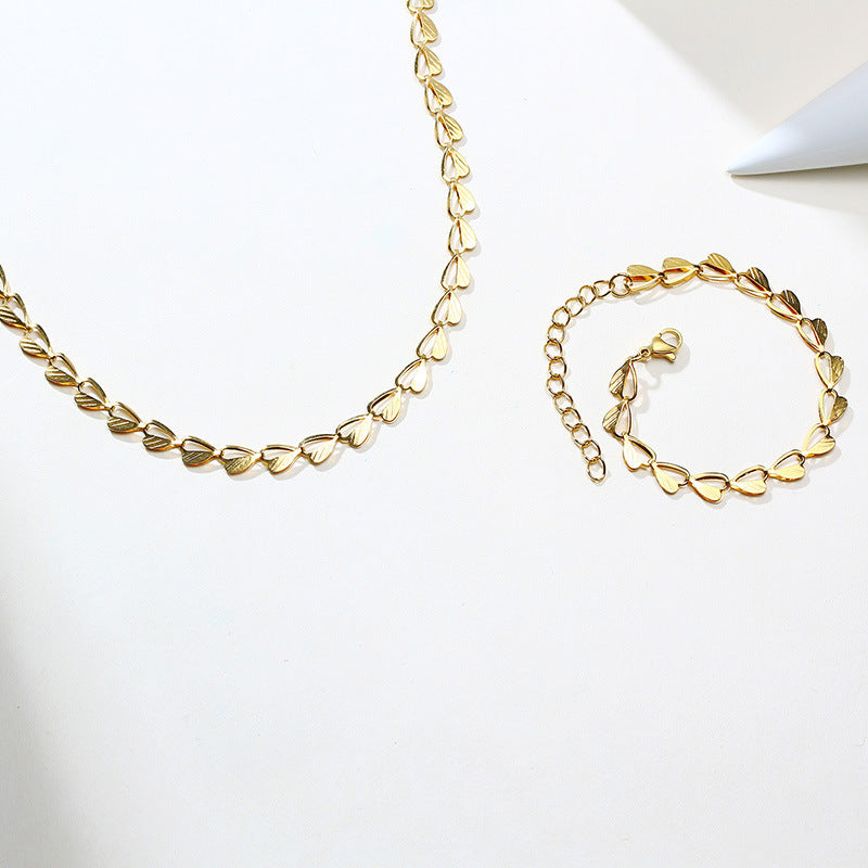 Heart Leaves Chain Bracelets and Necklace