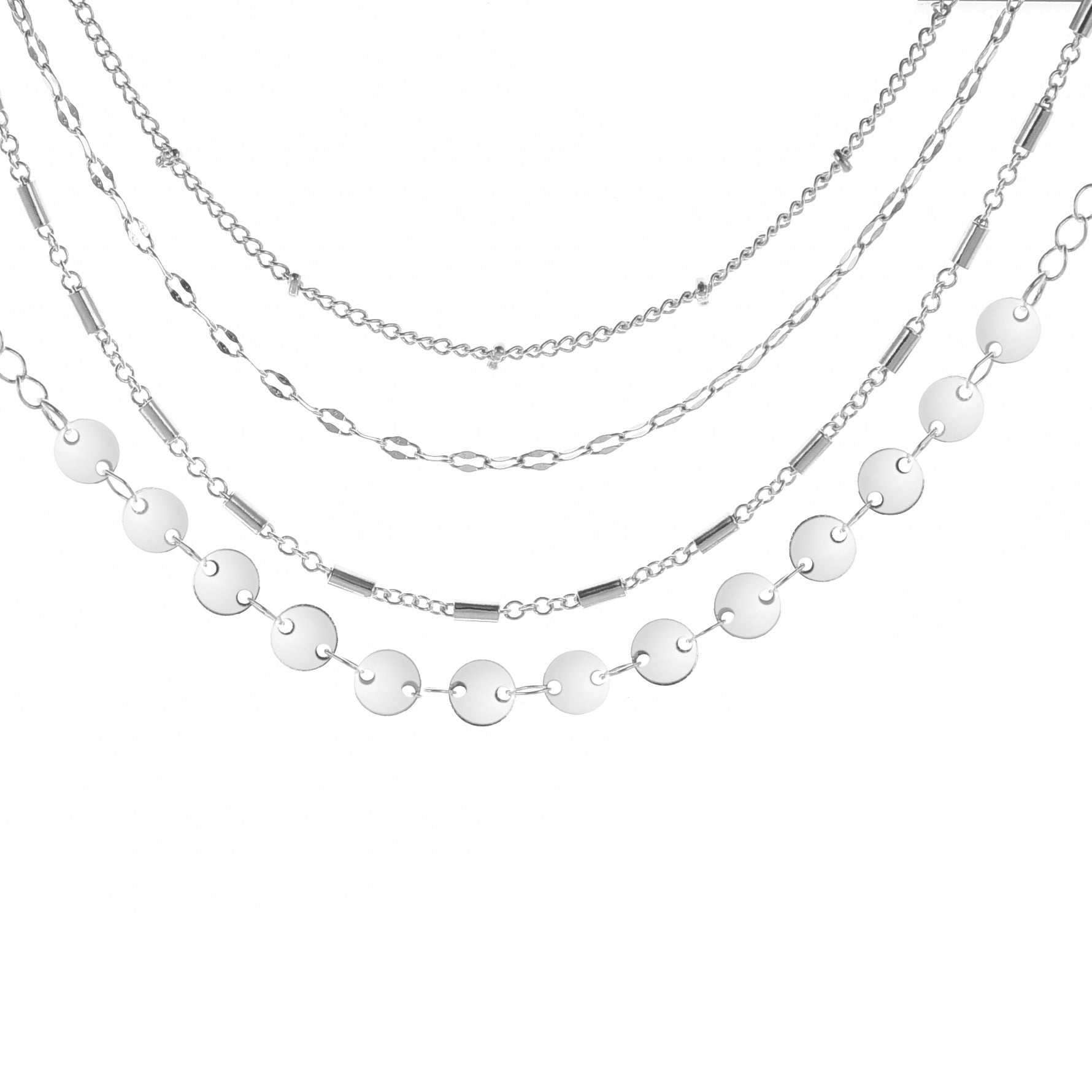 Tube Chain Disc Lace Bracelet 4 Pack