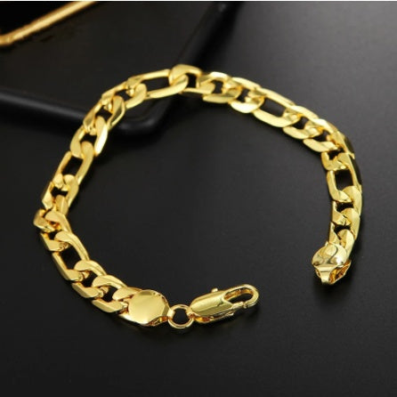 8 Inches Curb Cuban Chain Gold Color Bracelets