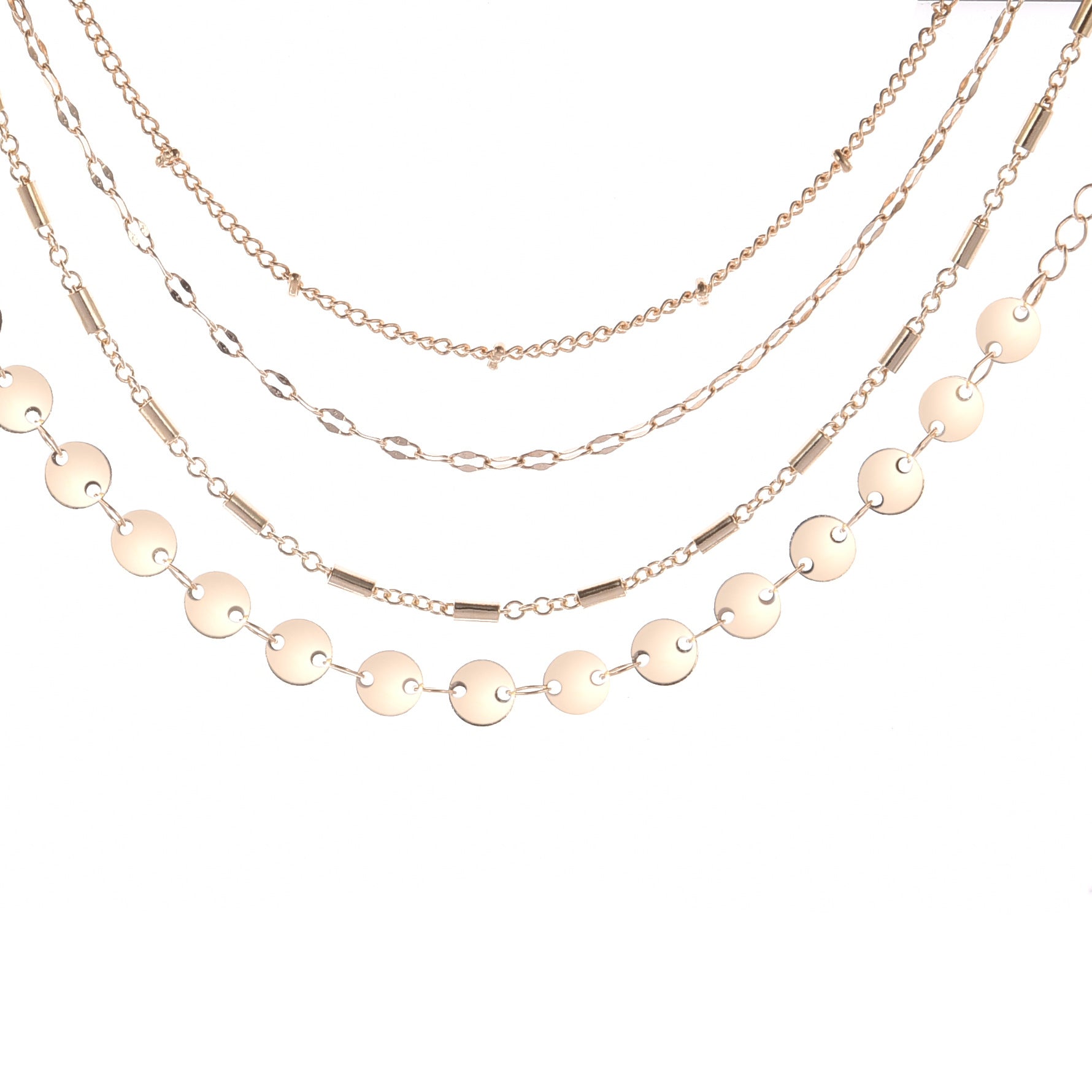 Tube Chain Disc Lace Bracelet 4 Pack