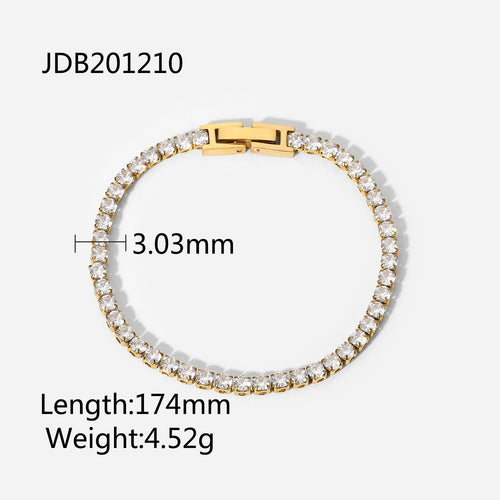 14K Gold Inlaid Zircon Stainless Steel Bracelet