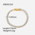 14K Gold Inlaid Zircon Stainless Steel Bracelet